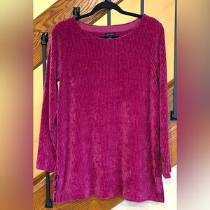 J.jill Wearever Boat-neck Chenille Tunic Raspberry SZ. Med